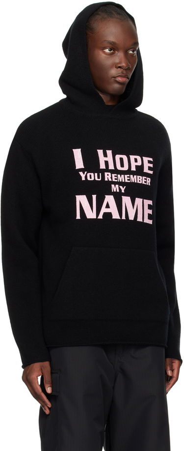 Sweatshirt We11done We11done 'I Hope You Remember My Name' Graphic Print Hoodie Svart | WD-KT2-24-616-U-BK, 1