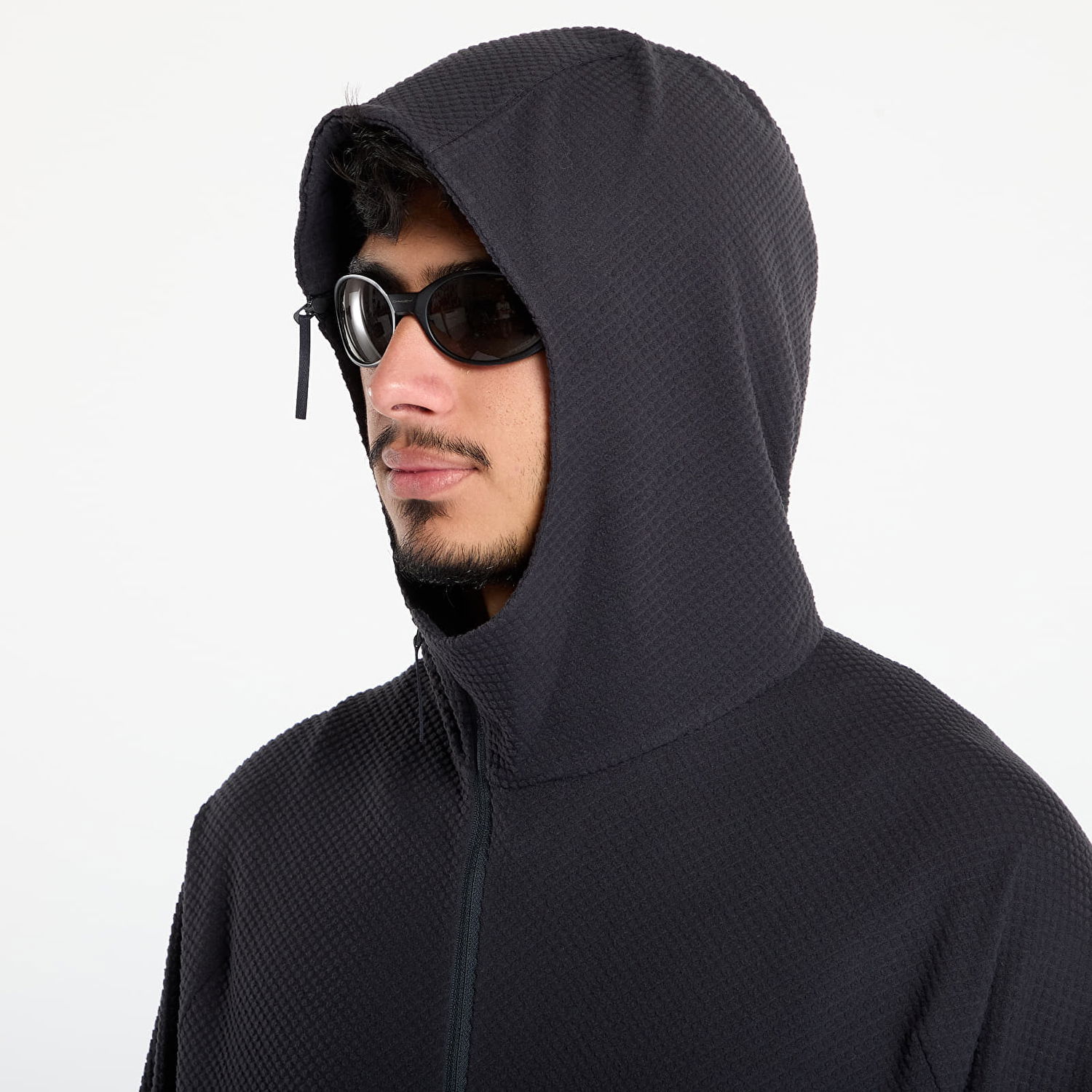 Sweatshirt Post Archive Faction (PAF) Textured Full-Zip Fleece Hoodie Svart | A1-100CC, 1