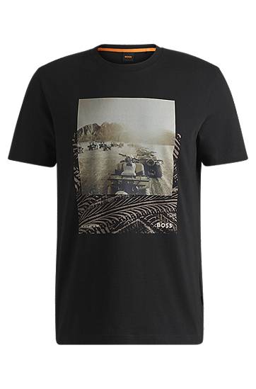 T-shirt BOSS BOSS T-Shirt with Desert Graphic Print Svart | 50539187