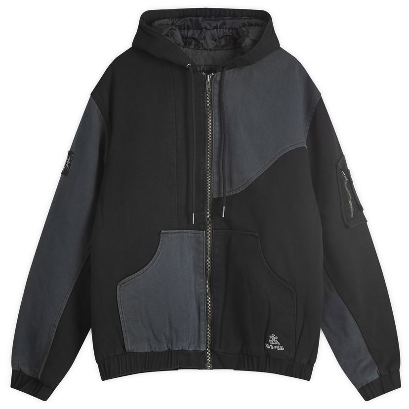 Bomberjacka Dime Denim Panel Hooded Bomber Jacket Svart | DIMEFA244CHA