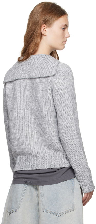 Sweater We11done Knit Sailor Collar Cardigan Grå | WD-KC2-24-632-W-GY, 2