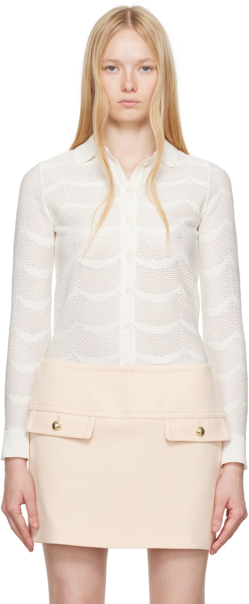Sweater Tom Ford TOM FORD Knitted Polo Shirt Vit | CAK373-YAX844