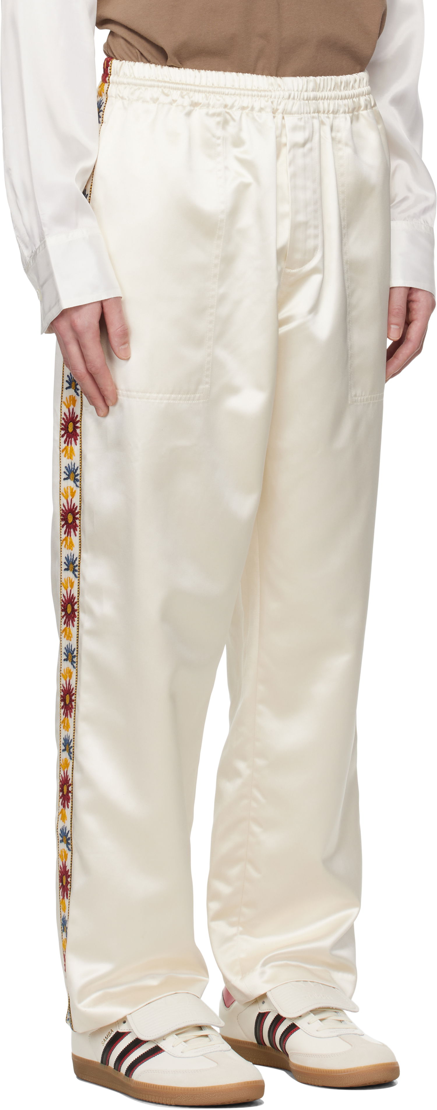 Träningsbyxor Bode Bode Candyfloss Satin Track Pants Vit | MRS25BT010, 1