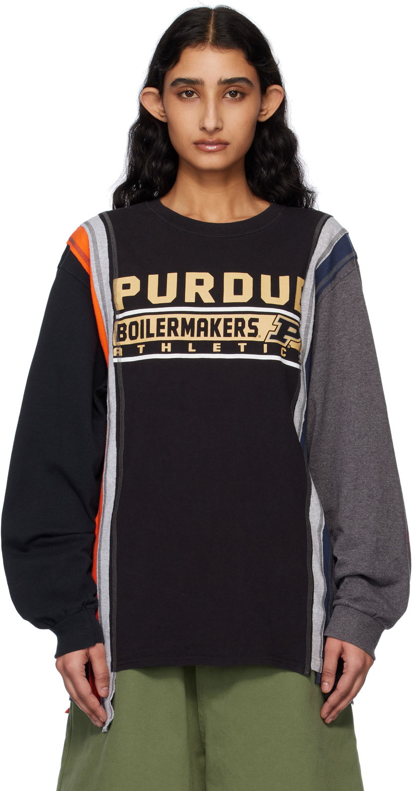 Sweater Needles NEEDLES 7 Cuts College Long Sleeve T-Shirt Svart | QV409