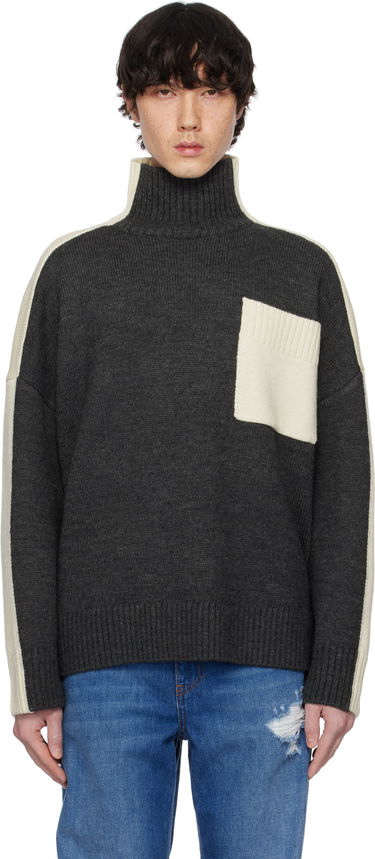 Sweater JW Anderson JW Anderson Dual Tone Turtleneck with Patch Pocket Grå | KW1308-YN0367, 0