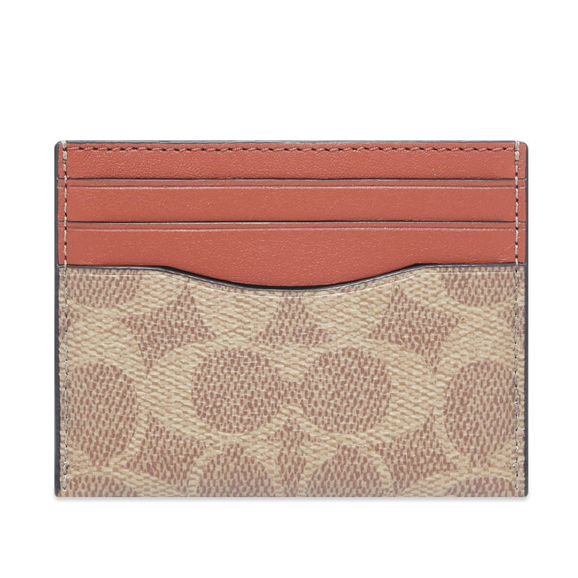 Plånbok Coach Signature Canvas And Leather Card Holder Brun | 936-NU3