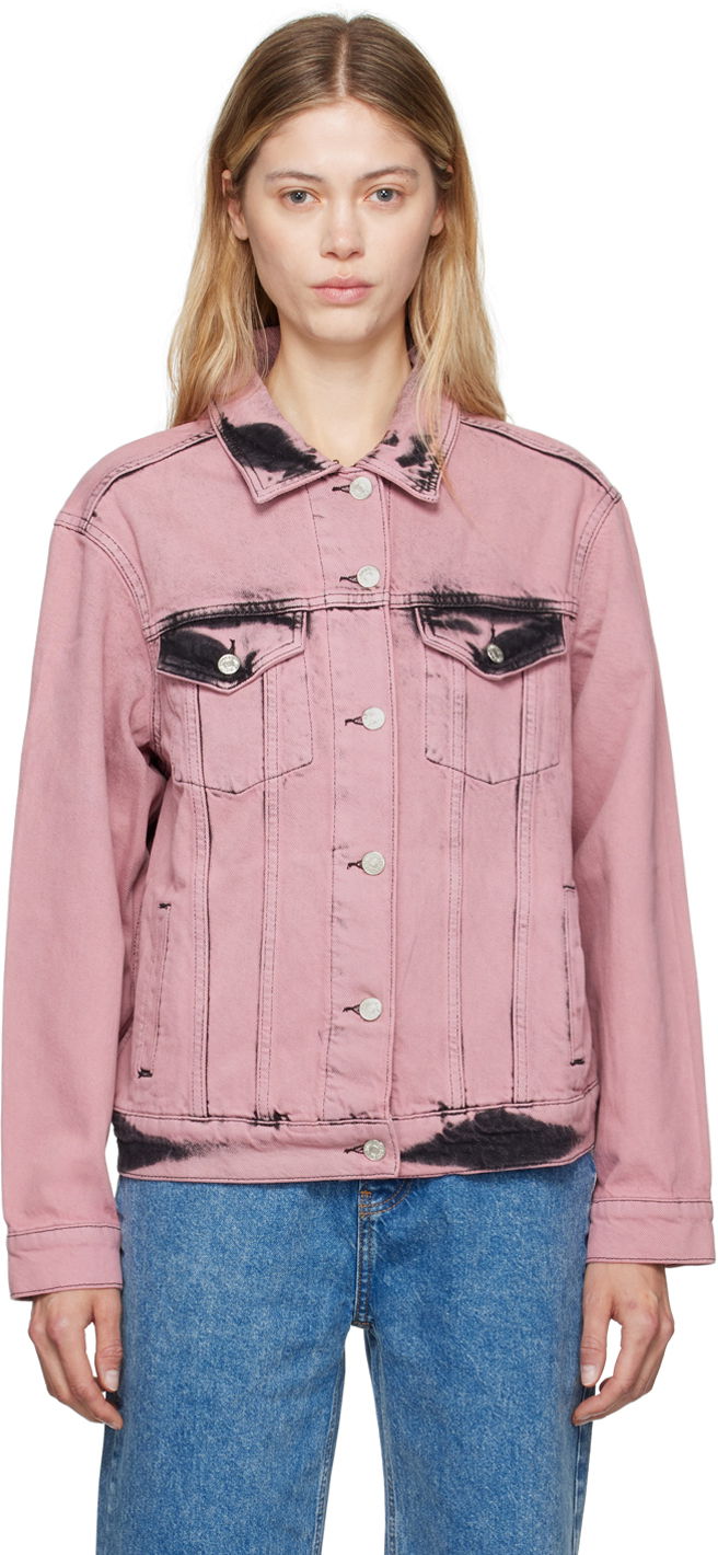 Jacka Moschino Faded Denim Jacket Rosa | 242K1A0502