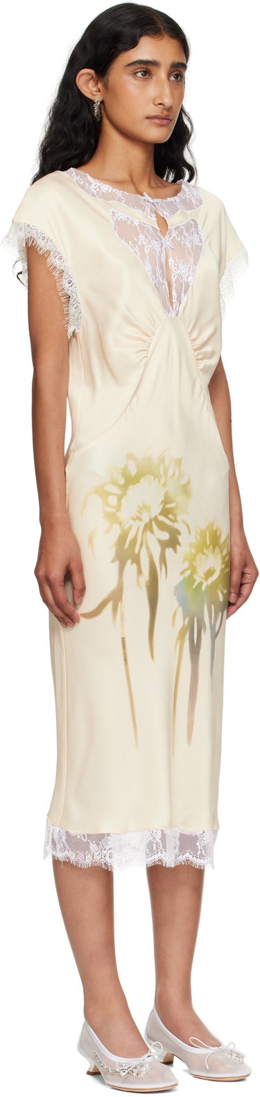 Klä Collina Strada Collina Strada Waterlily Midi Dress Beige | XX4045, 1