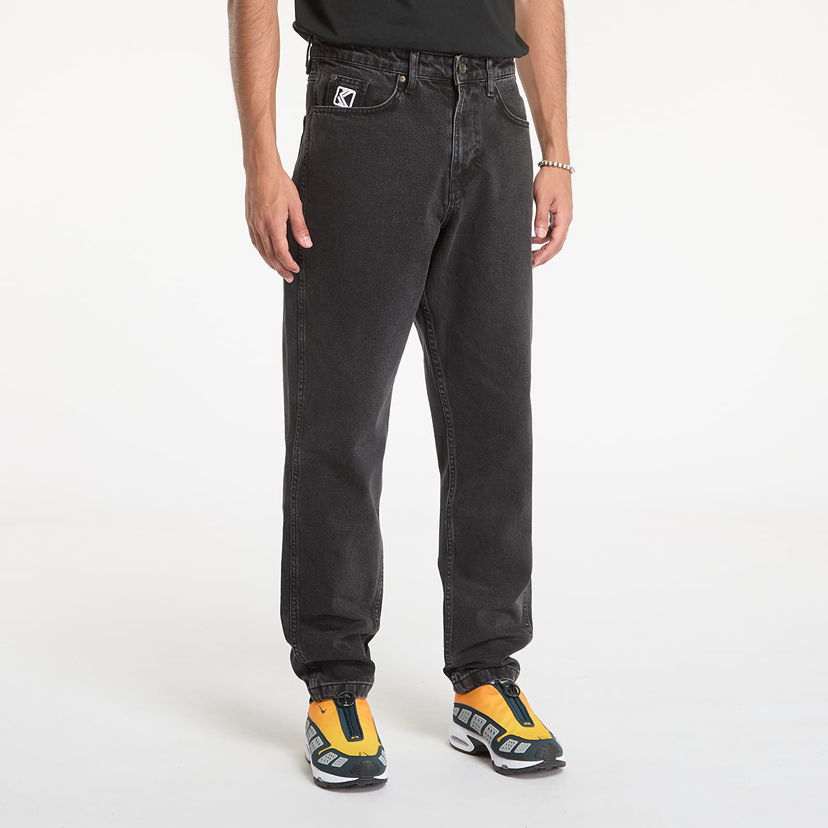 Byxor Karl Kani Pants Small Signature Tapered Five Pocket Denim Vintage Black Svart | KMI-PL031-001-03