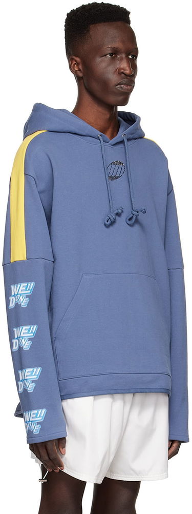 Sweatshirt We11done Designer Logo-Appliquéd Hoodie Blå | WD-TH1-22-556-U-NV, 1