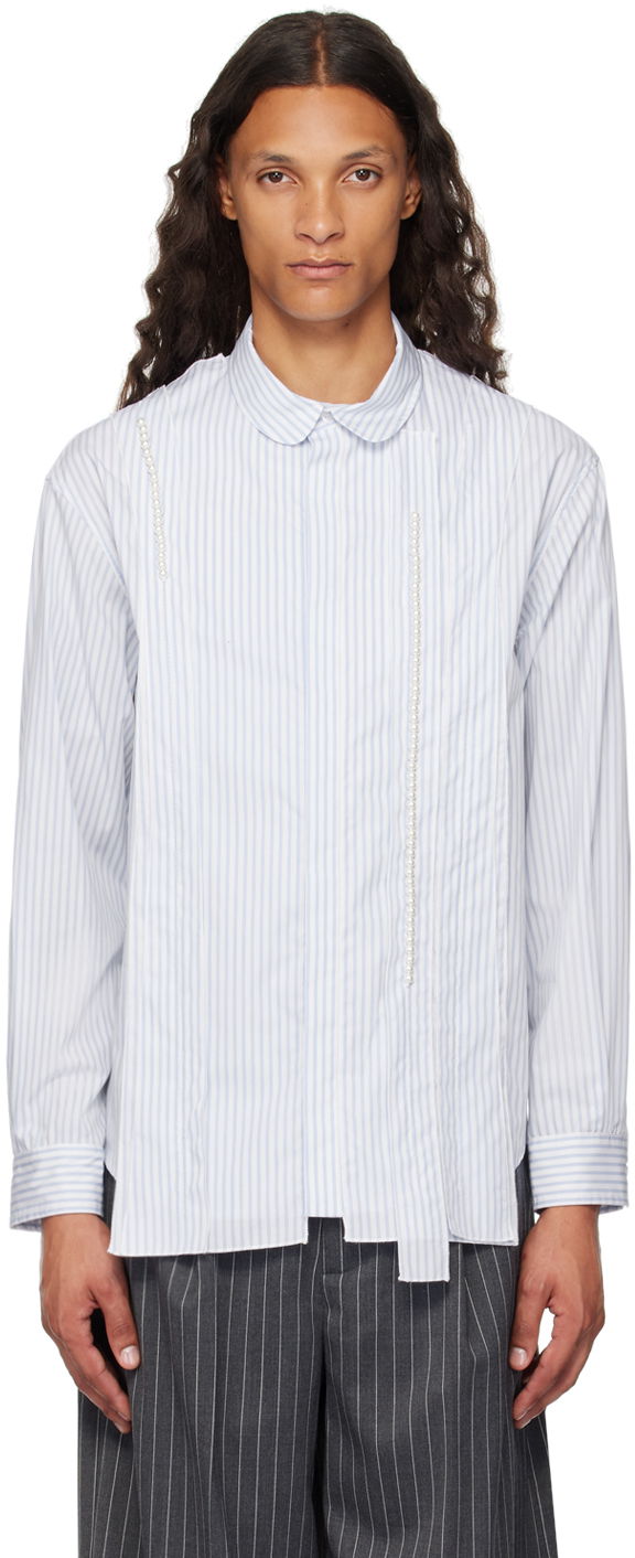 Skjorta Simone Rocha Simone Rocha Beaded Inverted Seam Shirt Blå | 5275B 1026