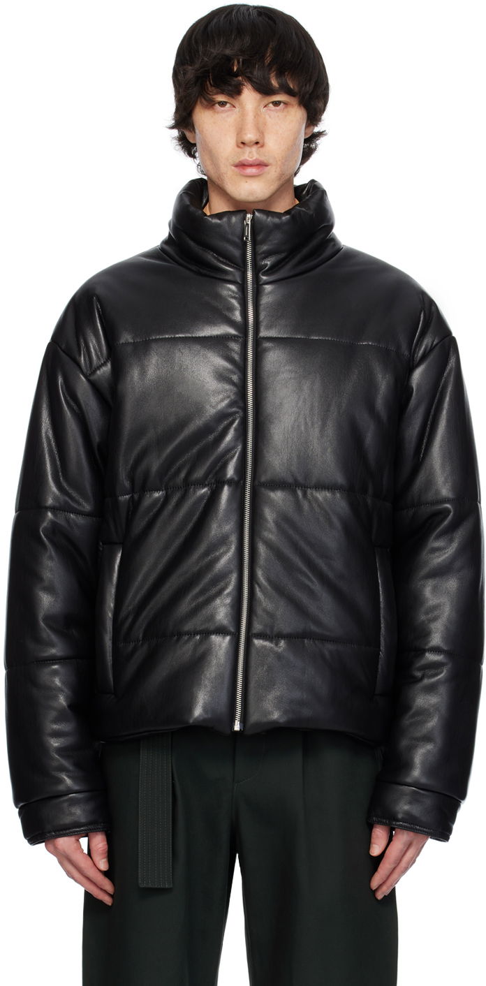 Jacka Nanushka Marron Vegan Leather Jacket Svart | NM23FWOW00599