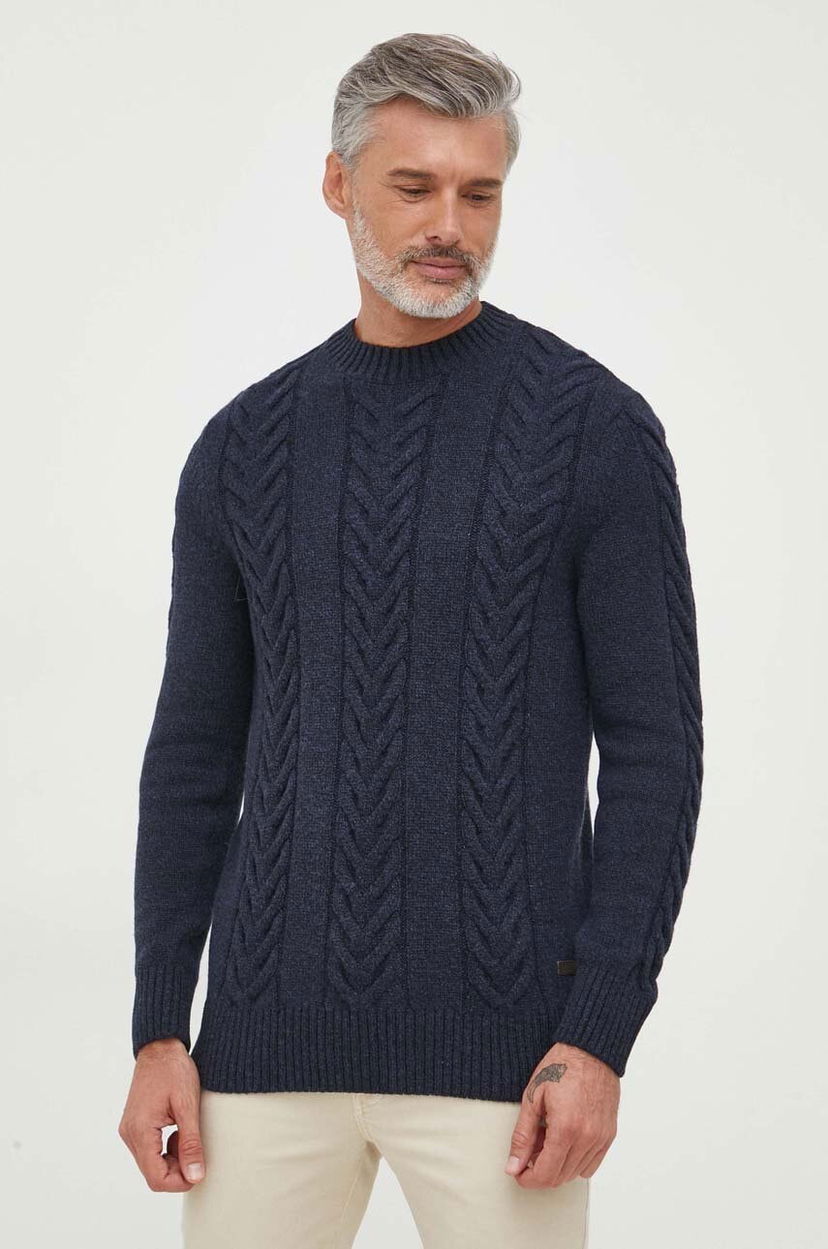 Sweater Barbour Barbour Cable Knit Sweater Mörkblå | MKN1325