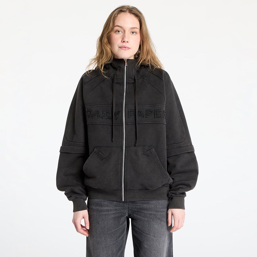 Sweatshirt DAILY PAPER Daily Paper Garment Wash Zip Up Hoodie Svart | 2511009