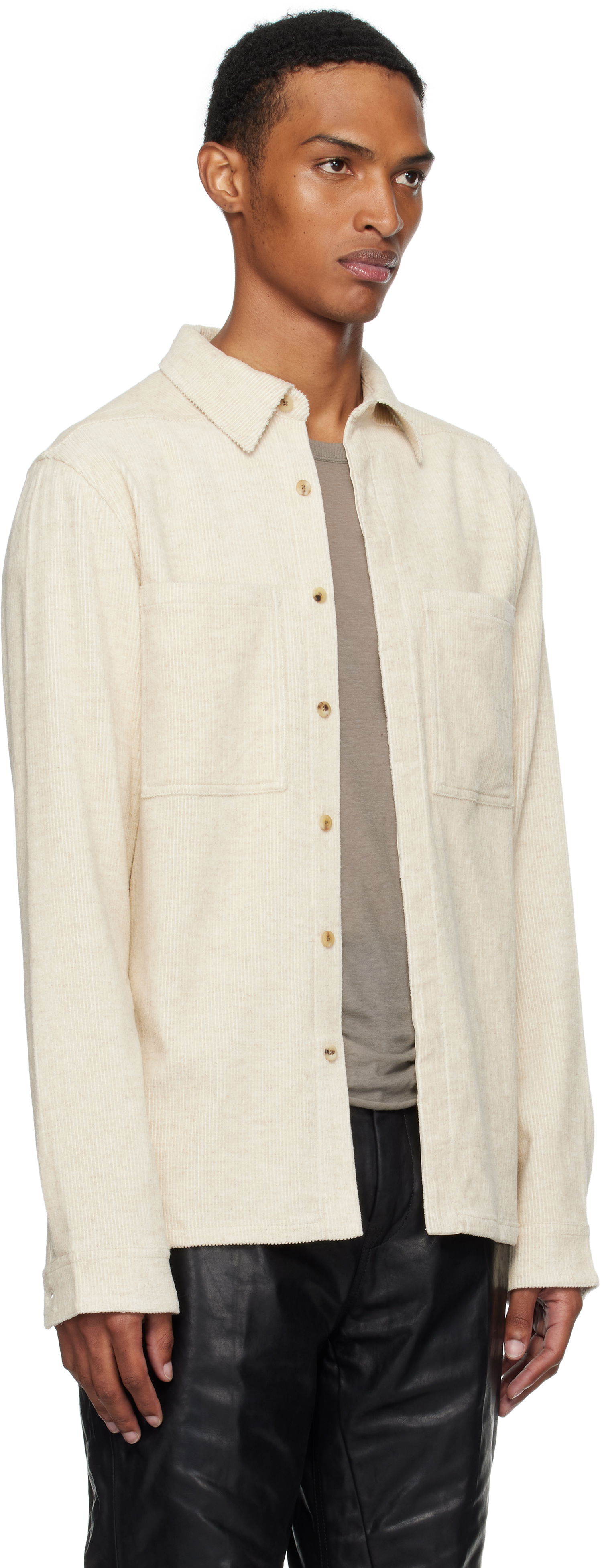 Skjorta Rick Owens Rick Owens Concordians Corduroy Work Shirt Beige | RU02E1292 MLC, 1