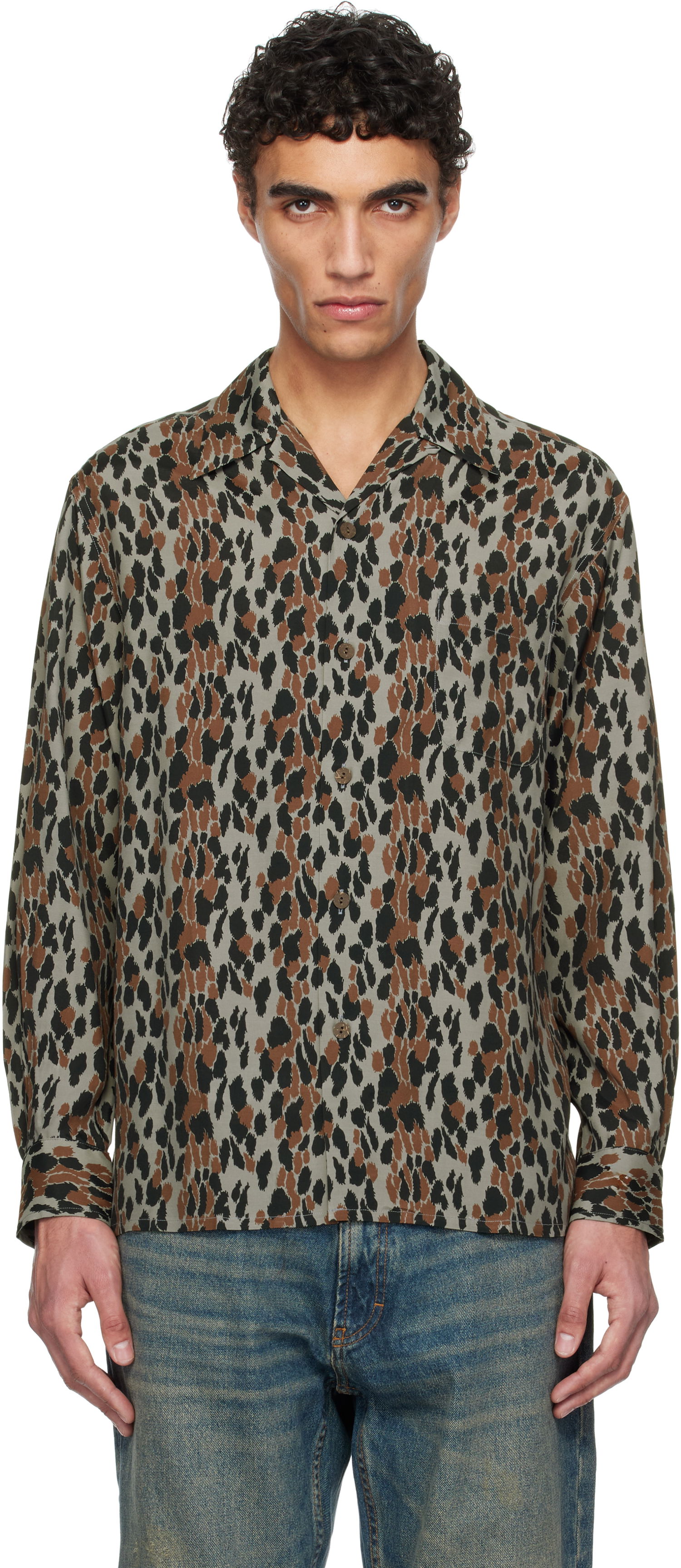 Skjorta WACKO MARIA WACKO MARIA Leopard Print Shirt Brun | 25SSE-WMS-HI02, 0