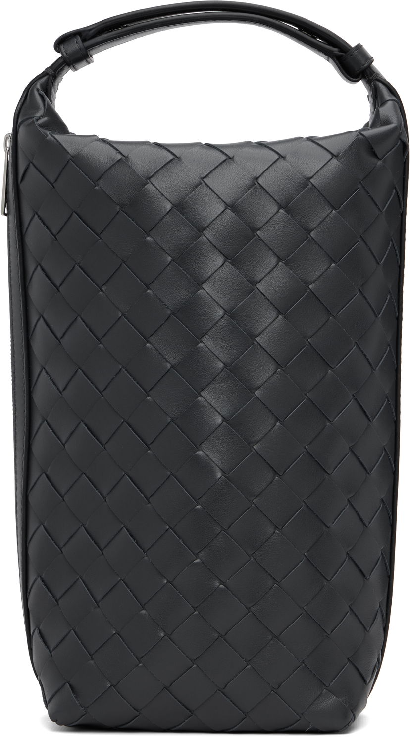 Plånbok Bottega Veneta Bottega Veneta Intrecciato Vertical Wallace Leather Pouch Svart | 826765V2HL02077
