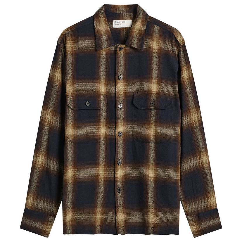 Skjorta Universal Works Universal Works Canyon Check Utility Shirt, Size Small Brun | 33168-NVY