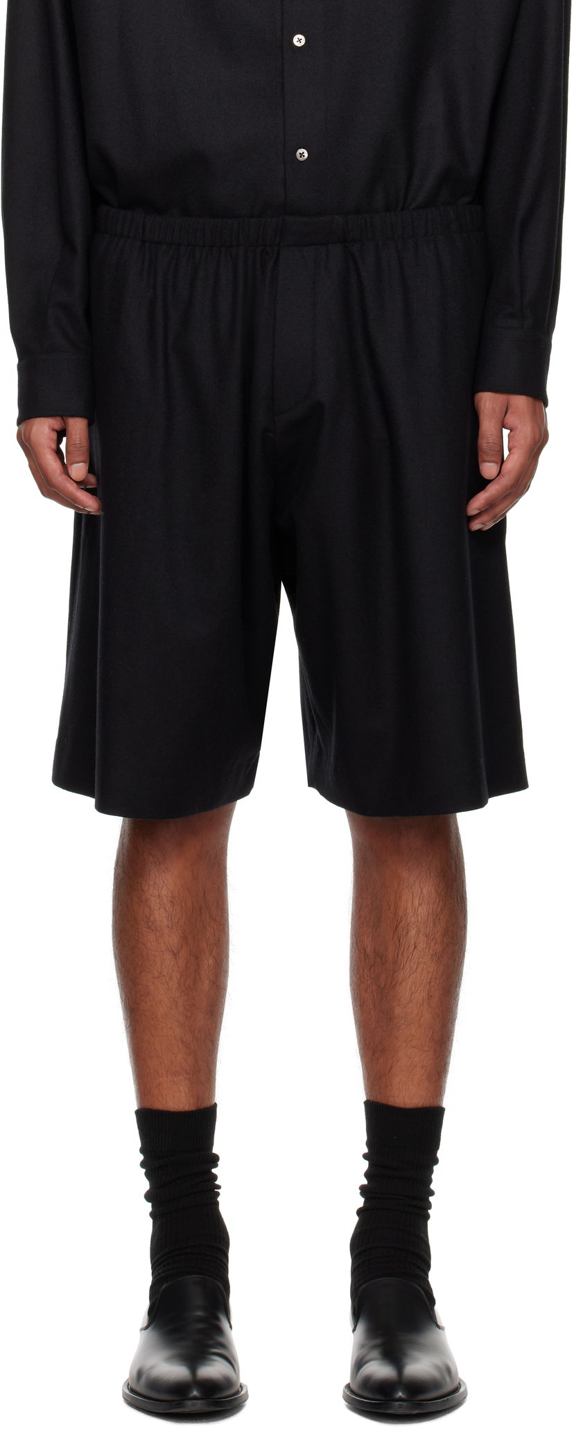 Shorts The Row Aimir Black Wool Shorts Svart | 779-W3301