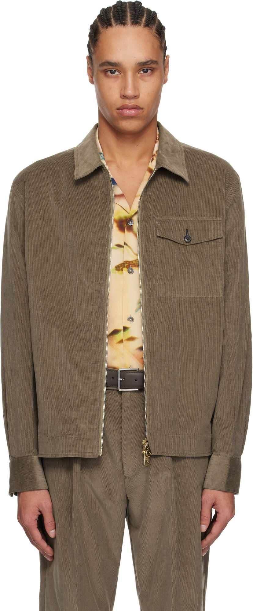 Jacka Paul Smith Paul Smith Zip Corduroy Jacket Grön | M1R-163Z-P02566-71