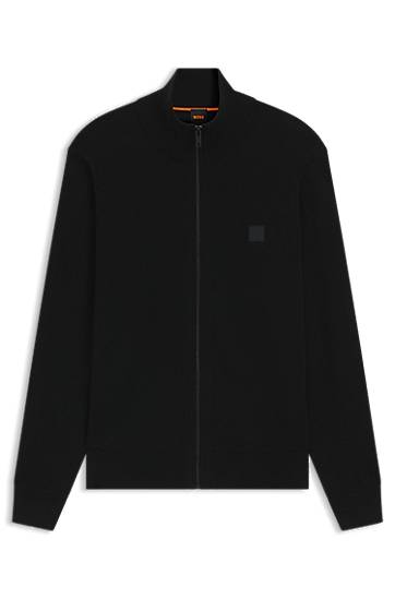 Jacka BOSS Cotton-Cashmere Knit Jacket Svart | 50543692