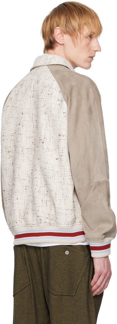 Bomberjacka Drôle de Monsieur Drôle De Monsieur 'Le Bomber Tweed' Leather Bomber Jacket Beige | G-JT220-CO181-EC, 2