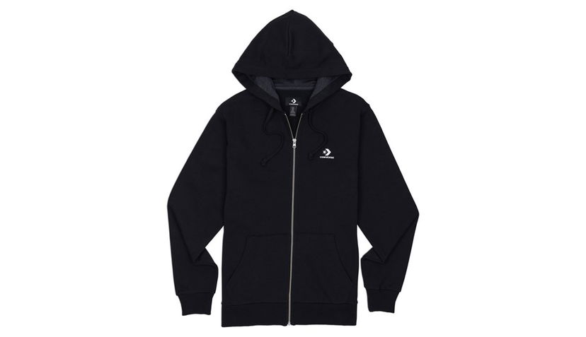 Sweatshirt Converse Embroidered Full-Zip Hoodie Svart | 10020341-A01