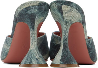 Tillbehör Amina Muaddi Amina Muaddi Lupita Slipper Heeled Sandals Blå | LUPITA SLIPPER CL PRINTED SUEDE, 1