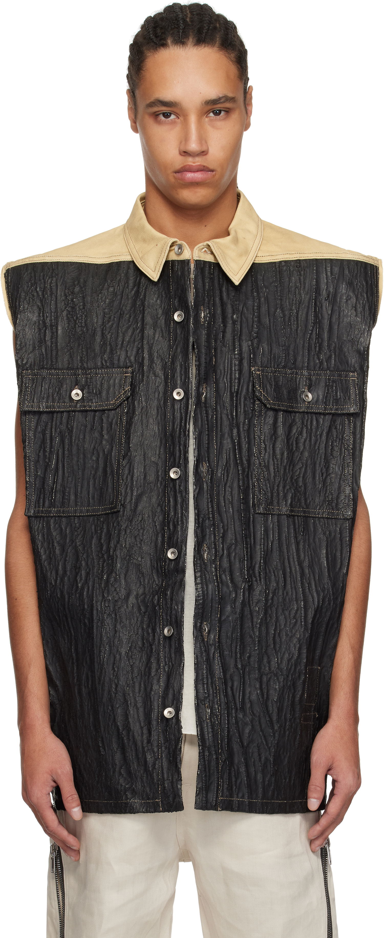 Väst Rick Owens Rick Owens DRKSHDW Hollywood Tommy Jumbo Denim Vest Svart | DU01E3764 DCFCR, 0