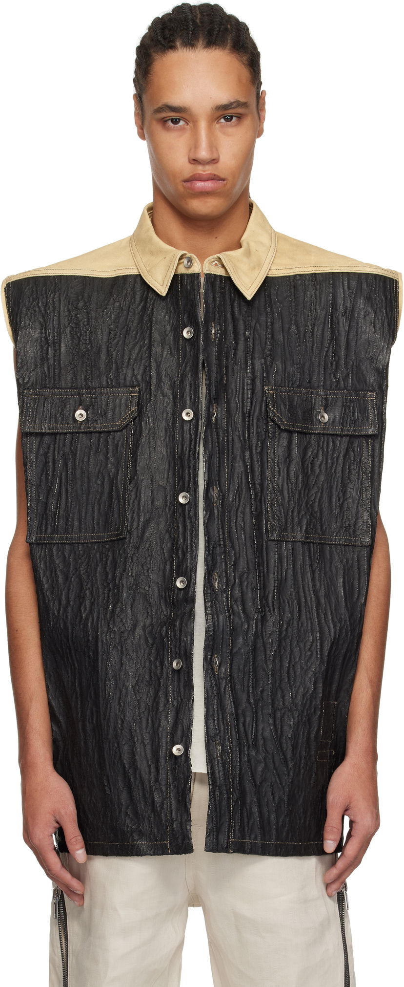 Väst Rick Owens Rick Owens DRKSHDW Hollywood Tommy Jumbo Denim Vest Svart | DU01E3764 DCFCR
