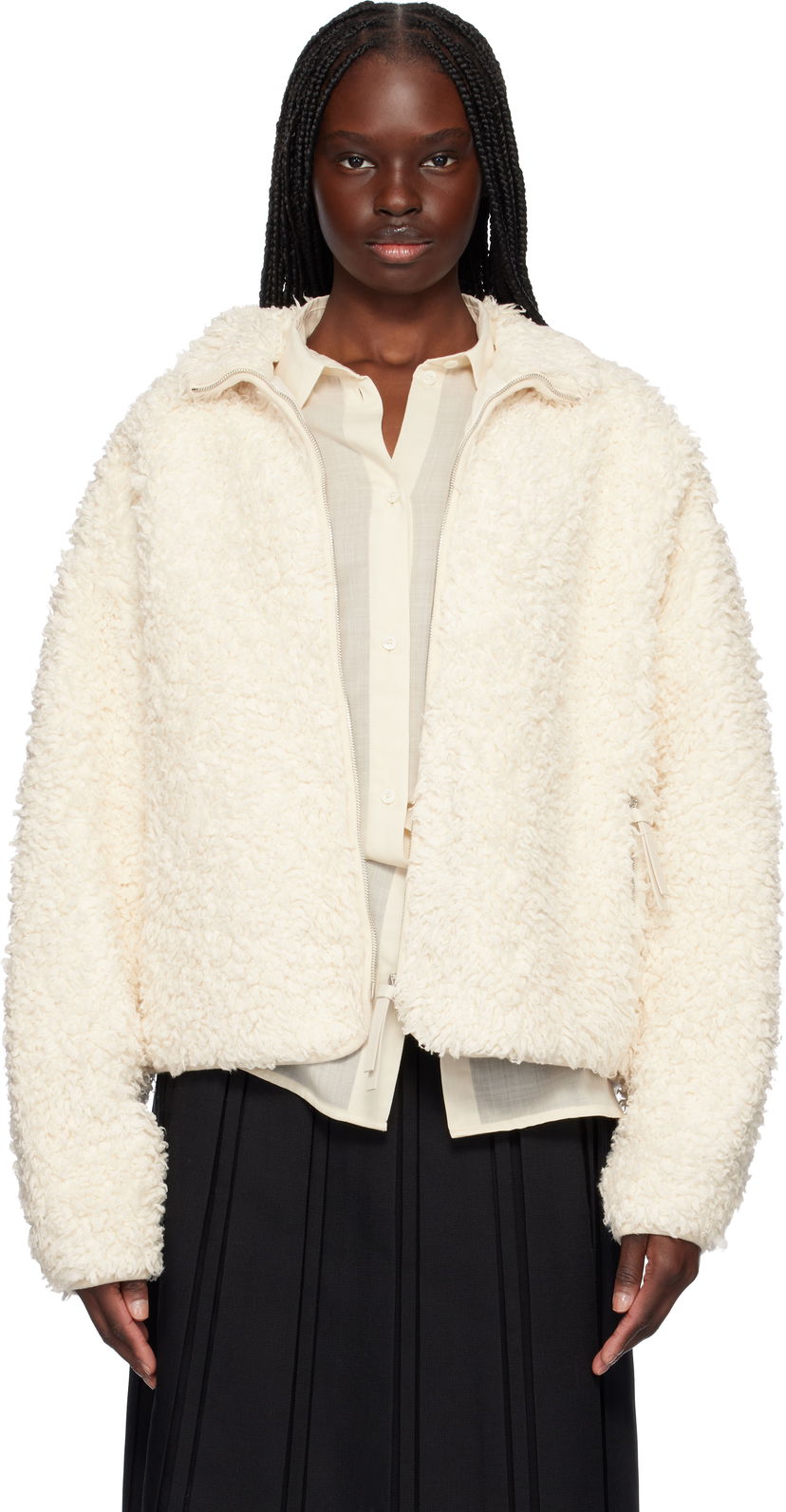 Bomberjacka Jil Sander Jil Sander Zip-Up Fleece Jacket Vit | J40BN0173_J20088
