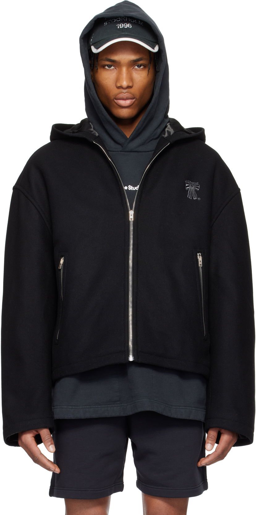 Jacka Acne Studios Acne Studios Hooded Wool Blend Jacket Svart | B90811-