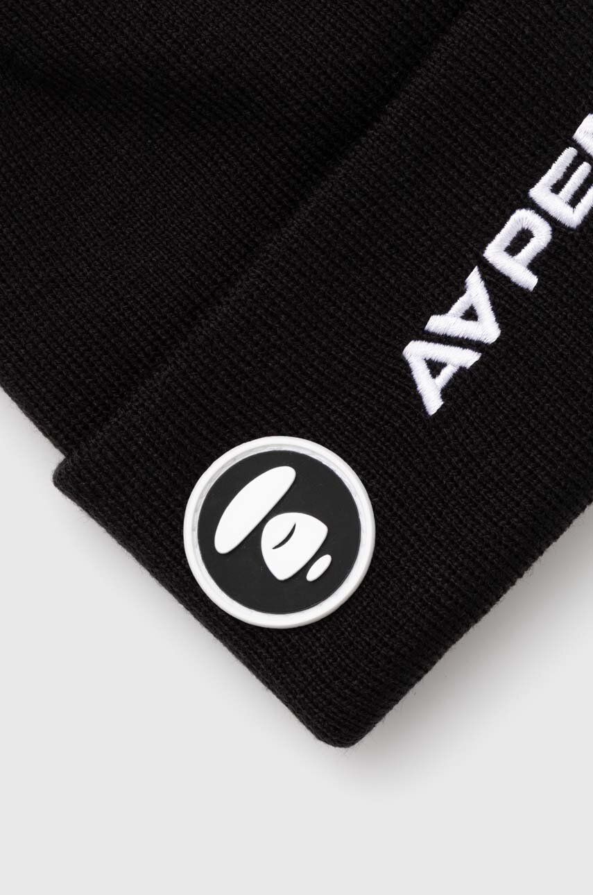 Mössa AAPE by A Bathing Ape AAPE Solid Color Beanie Svart | AHT4866, 1