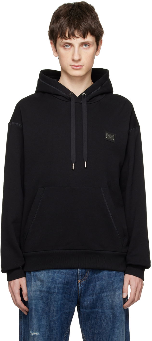 Sweatshirt Dolce & Gabbana Black Plaque Hoodie Svart | G9ZU0TG7F2G