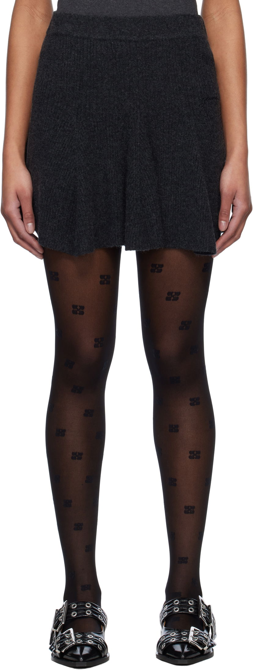 Kjol GANNI GANNI Cashmere Blend Mini Skirt Grå | K2420