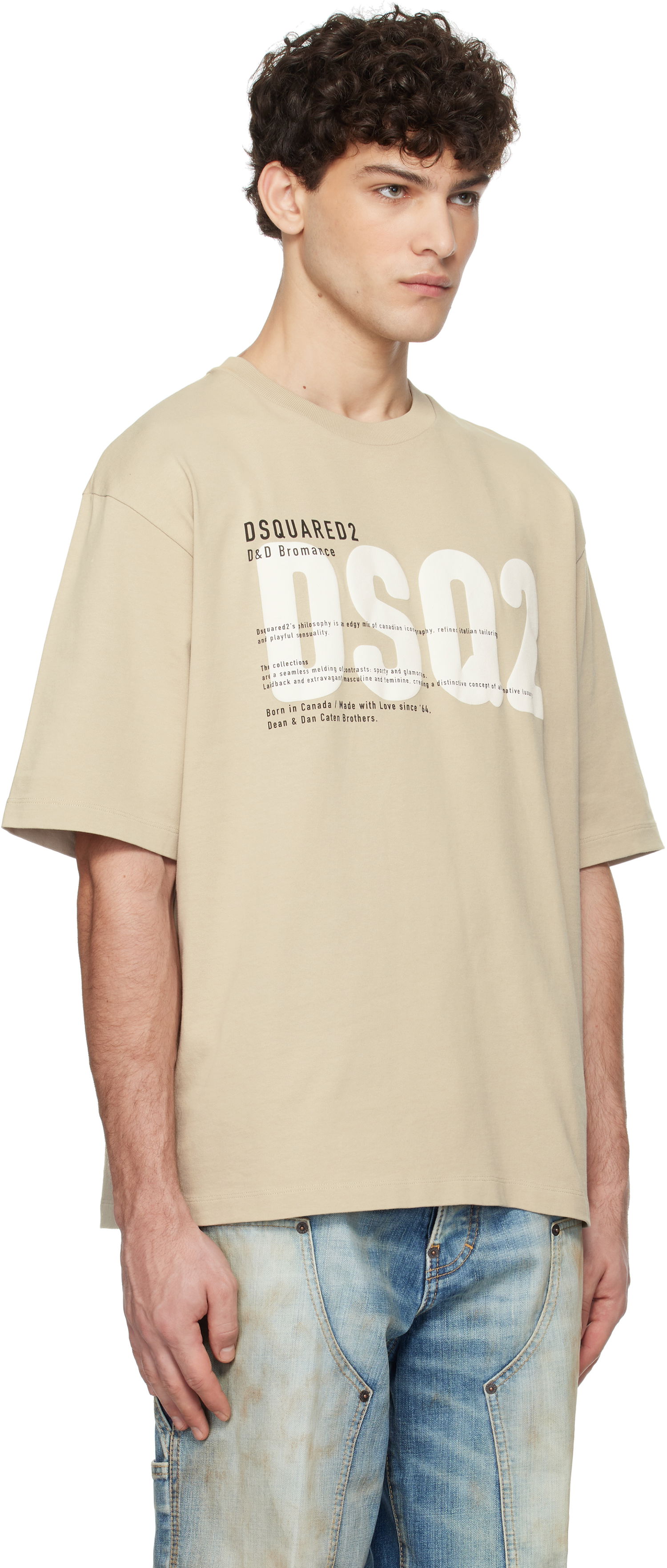 T-shirt DSQUARED2 Loose Fit 'DSQ2' T-Shirt Beige | S74GD1412_D20033, 1
