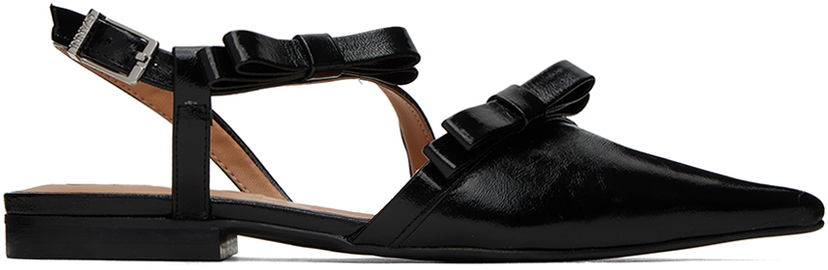 Skovård GANNI GANNI Multi Bow Pointy Cut-Out Ballerina Flats Svart | S2436