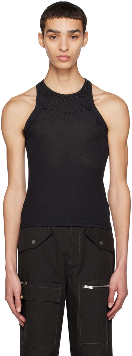 Linne Dion Lee Lace Tank Top Svart | C3099R23