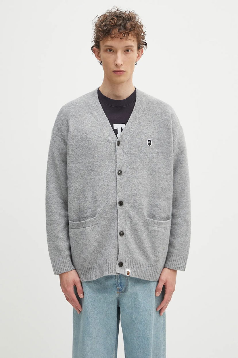 Sweater BAPE A Bathing Ape One Point Cardigan Grå | 1K80120004