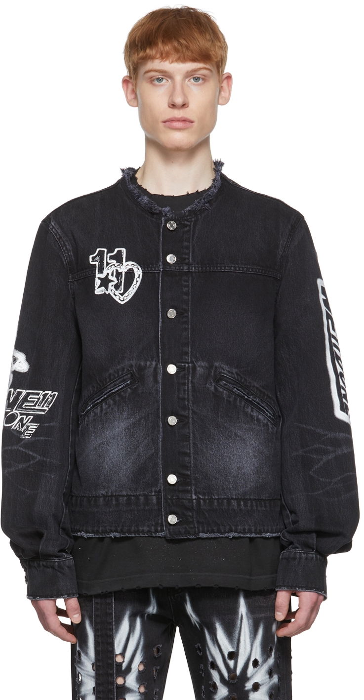 Jacka We11done Faded Denim Jacket Svart | WD-DJ1-22-347-U-WB