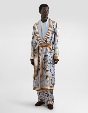 Byxor Dolce & Gabbana Dolce & Gabbana Silk Twill Shell-Print Trousers Blå | GVRMATHI1ZBHC5PK, 3