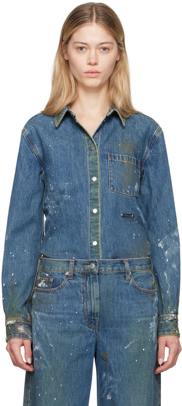 Skjorta Helmut Lang Helmut Lang Painted Denim Shirt Blå | O05DW102