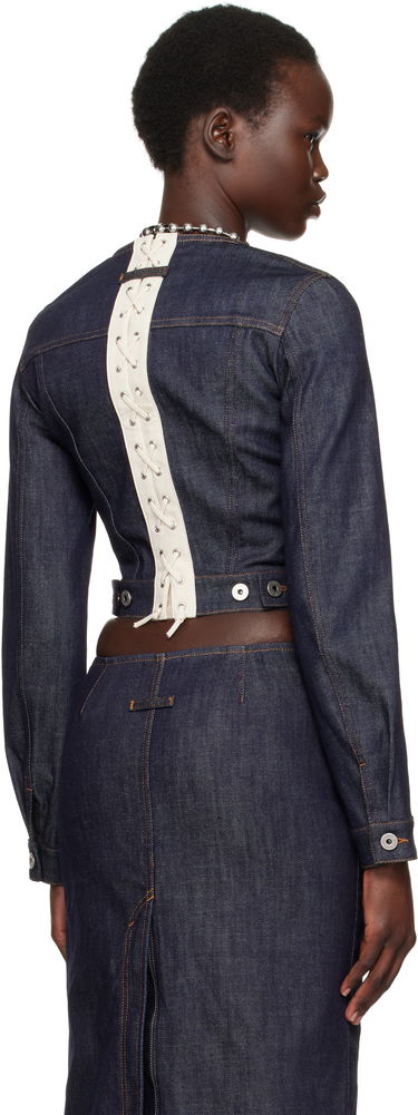 Jacka Jean Paul Gaultier Jean Paul Gaultier 'The Contrasting Lace-Up' Cropped Denim Jacket Blå | 25/33-F-VE085-D019-5568, 2