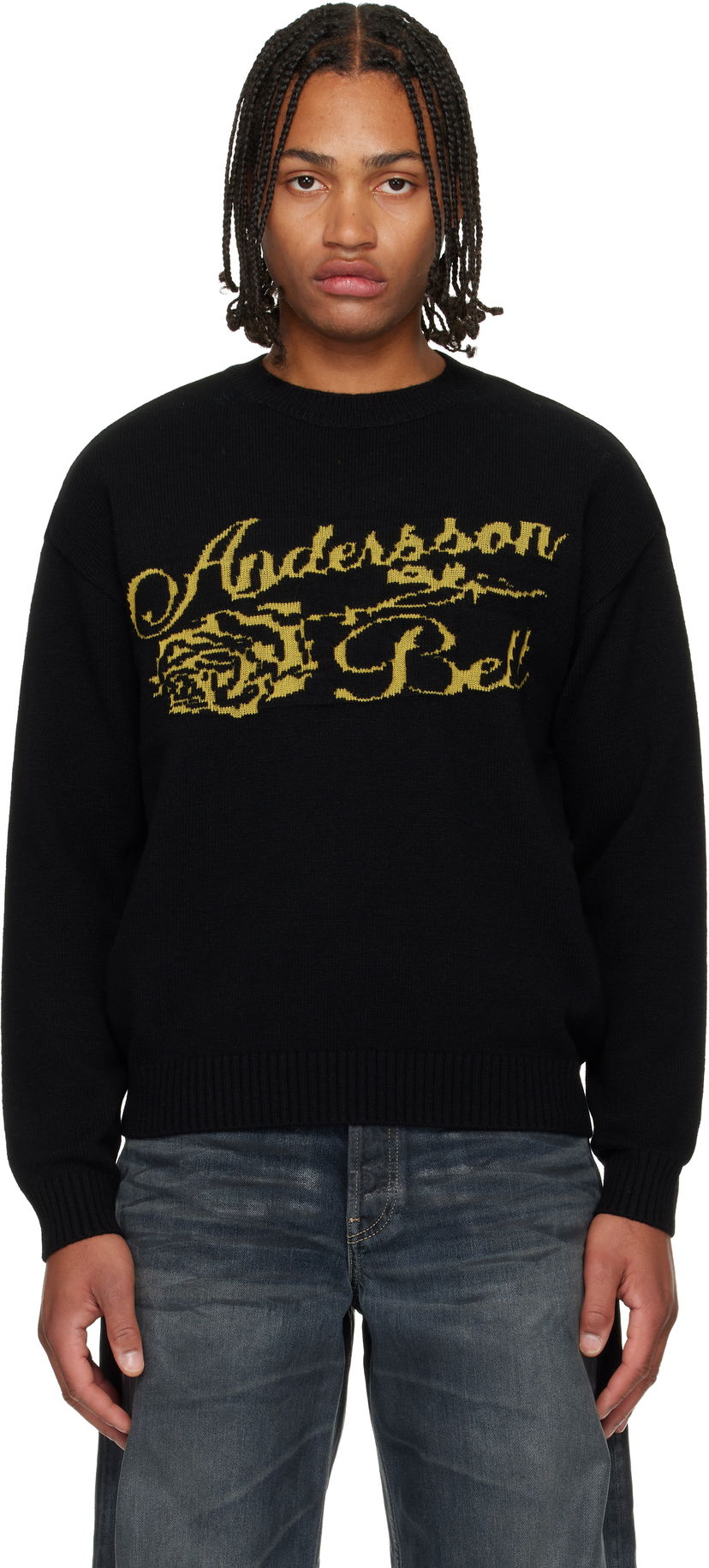 Sweater Andersson Bell Cashmere Rose Crew-Neck Sweater Svart | atb1372u