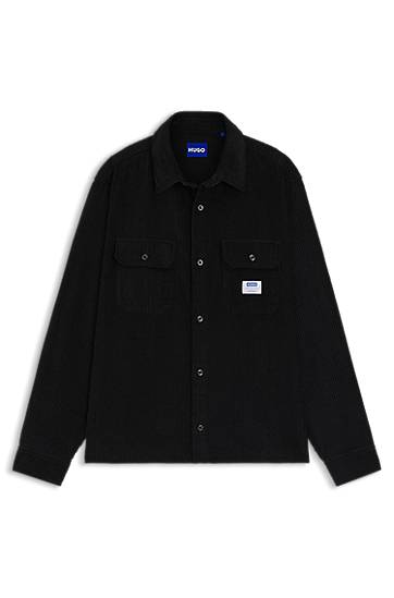 Skjorta BOSS Oversized-fit Cotton Corduroy Shirt Svart | 50549793