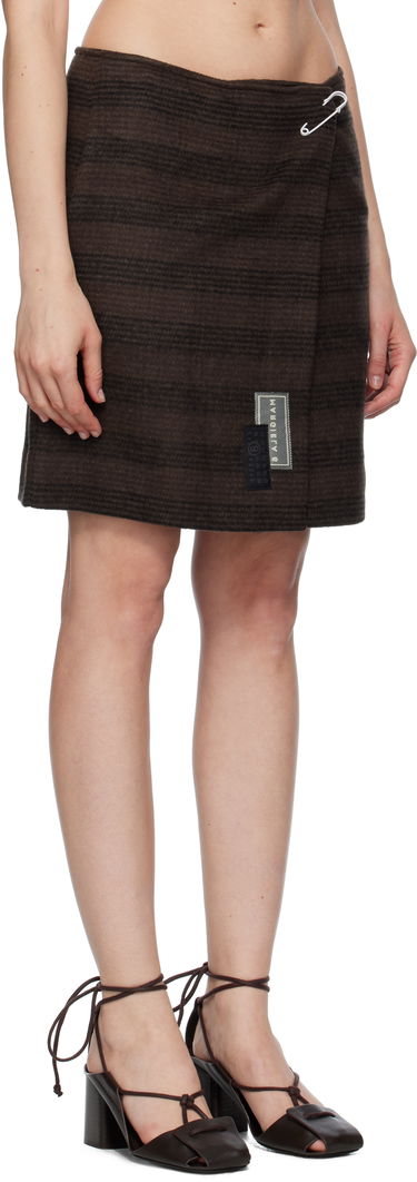 Kjol Maison Margiela MM6 Maison Margiela Checked Wool Blend Miniskirt Brun | S52MC0013 M35472, 1