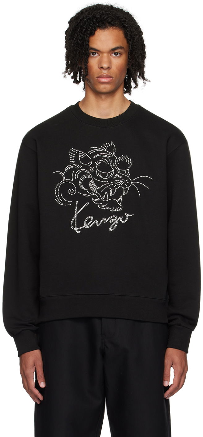 Sweatshirt KENZO Black Paris Star Tiger Sweatshirt Svart | FE65SW2184MG, 0
