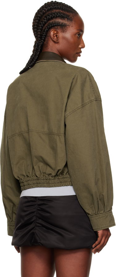 Jacka We11done We11done Leather Collar Cropped Jacket Grön | WD-JP2-25-063-W-KK, 2