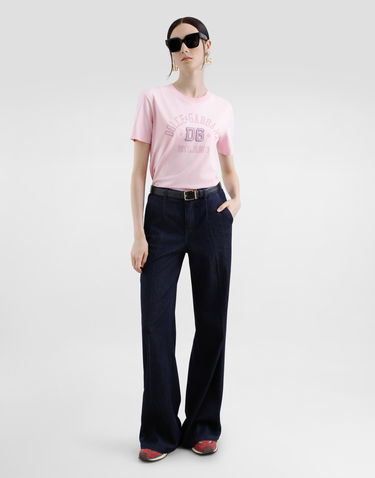 T-shirt Dolce & Gabbana Dolce & Gabbana Oversize Jersey T-Shirt with DG Logo Embroidery Rosa | F8V42ZGDCX2F2528, 1