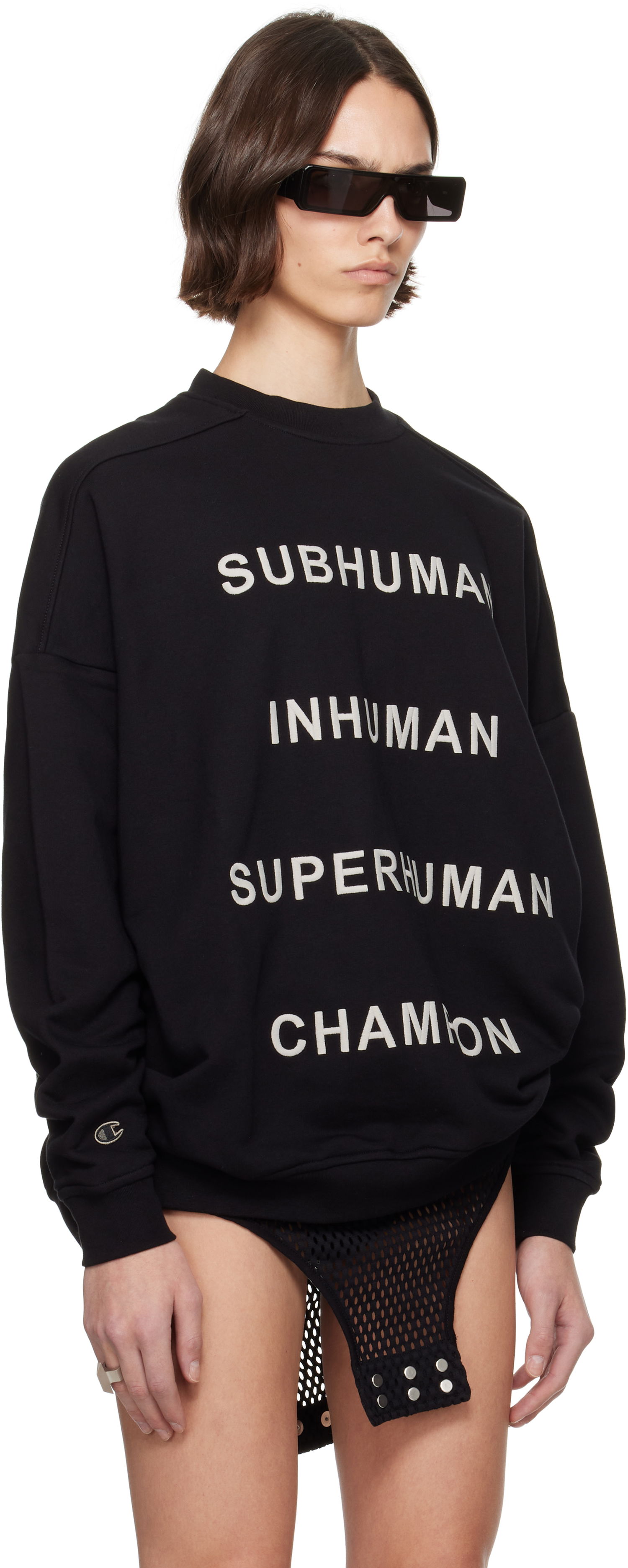 Sweatshirt Rick Owens Rick Owens Champion Edition Jumbo Sweatshirt Svart | CW01E1669 CHFE, 1